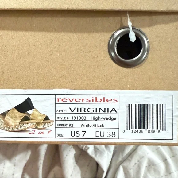 Stylish Black and White Sandals Modzori Reversibles style 191303 wedge - Picture 5 of 6